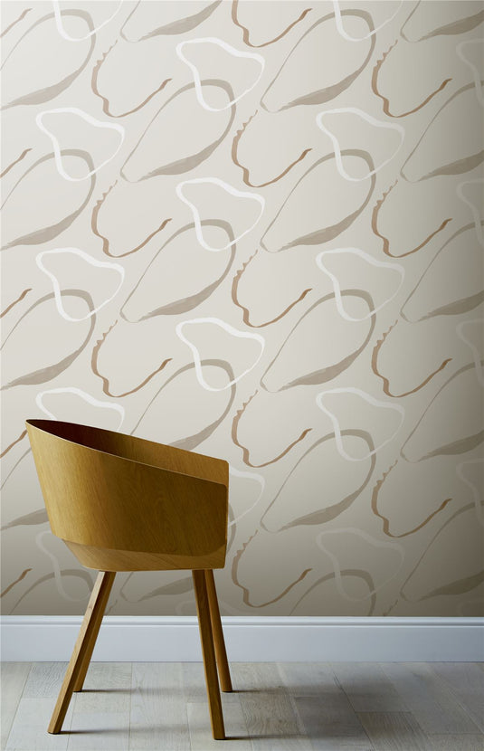 Linear Swirl Natural/Spice Wallpaper