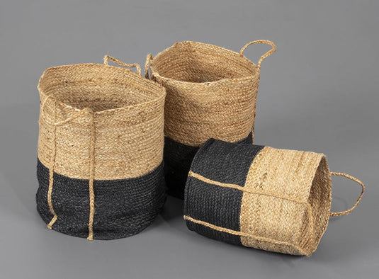 Beckenham Jute Round Baskets Black