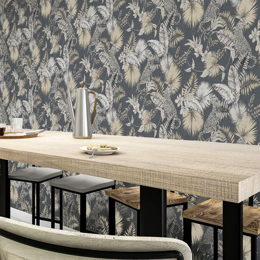 Tropical Leopard Neutral Wallpaper