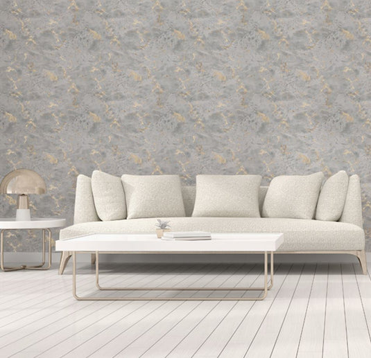 Venetian Plaster Grey/Gold Wallpaper