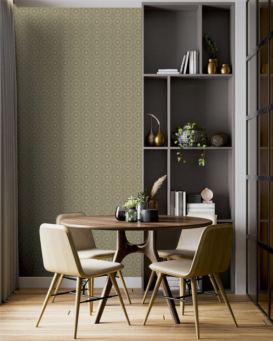 Symmetrical Chic Champagne and Silver Wallpaper