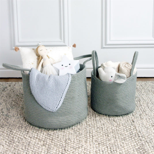 Beckton Cotton Baskets with Handle Grey