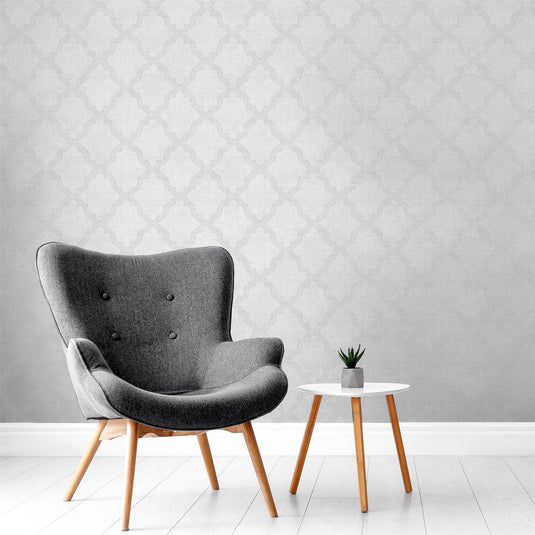 Ornate Trellis Grey Wallpaper