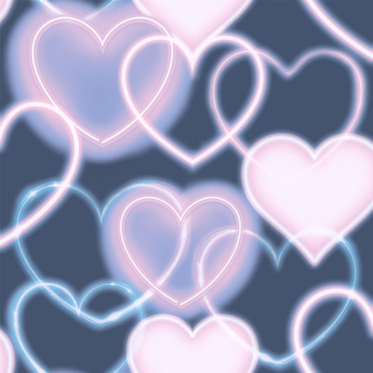 Neon Heart Wall Navy Pink Wallpaper