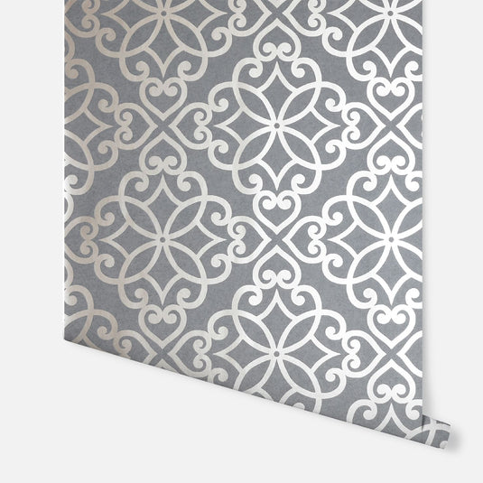 Ornate Motif Charcoal/Rose Gold Wallpaper