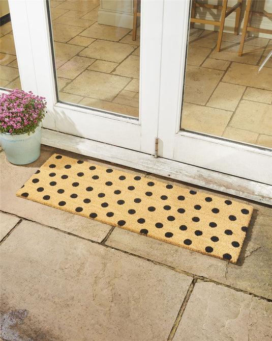 Astley Printed Totally Dotty Coir Natural Doormat