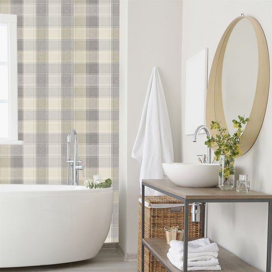 Country Check Grey Wallpaper sw12