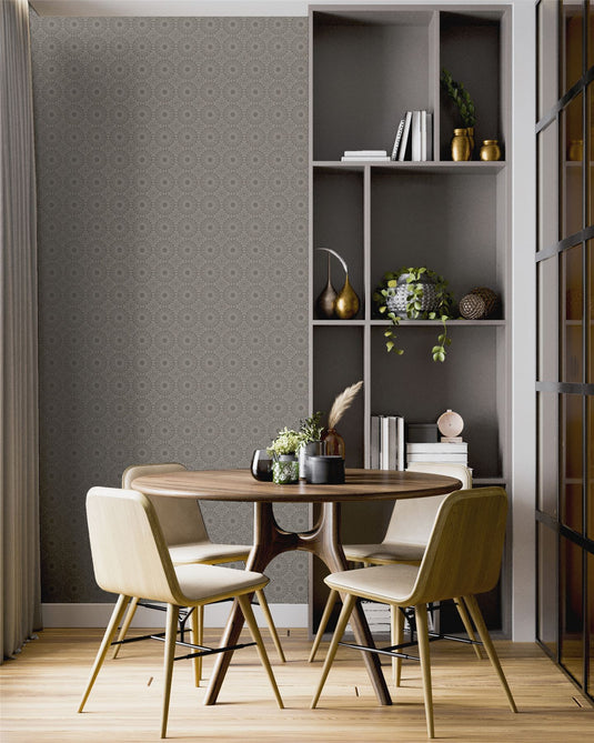 Symmetrical Chic Slate and Silver Wallpaper