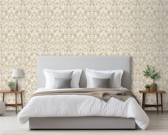 Folk Floral Neutral Wallpaper