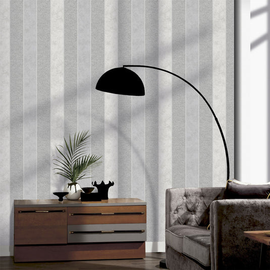 Calico Stripe Grey Wallpaper