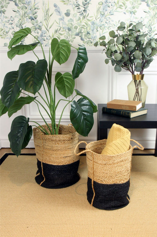 Beckenham Jute Round Baskets Black