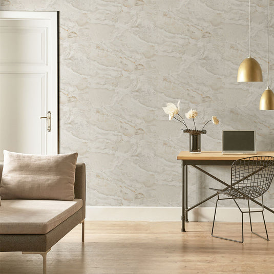 Paros Marble White/Gold Wallpaper