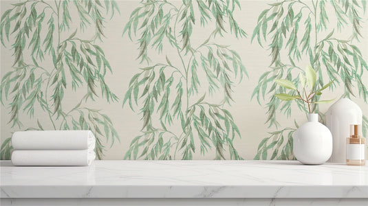 Willow Tree White/Green Wallpaper