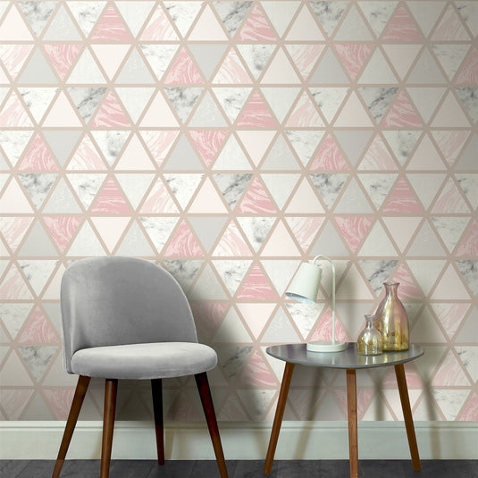 Marble Geo Pink Multi Wallpaper