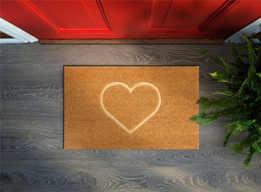 Astley Pressed Heart Embossed Coir Doormat