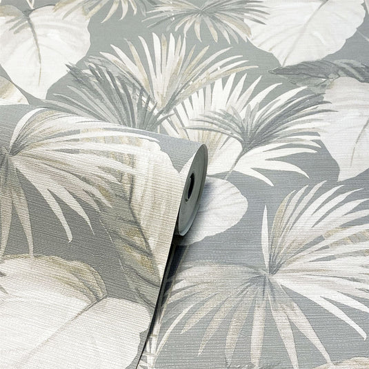 Palm Grove Grey Wallpaper