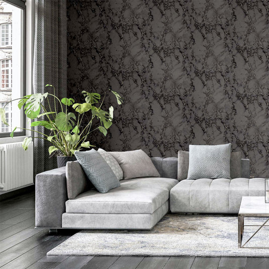 Carrara Marble Charcoal Wallpaper sw12