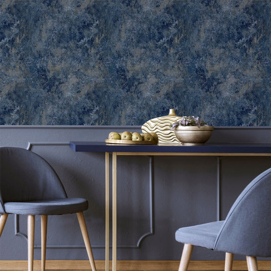 Modern Raffia Navy & Natural Wallpaper