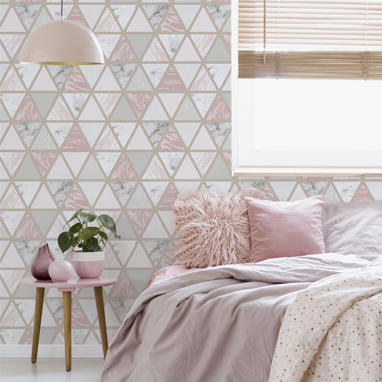 Marble Geo Pink Multi Wallpaper