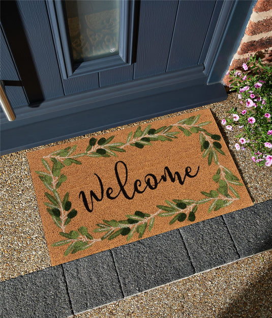 Astley Welcome Coir Olive Doormat