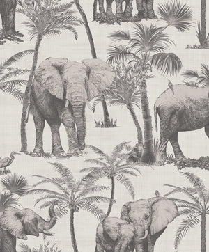 Charcoal Elephant Print